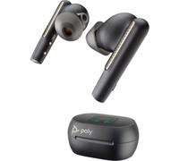 Poly Voyager Free 60+ Auriculares USB-C con estuche de carga con pantalla táctil para Microsoft Teams, color negro