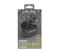 Auriculares Bluetooth TWS X-BEAT MUSIC HERO (In Ear - Negro)