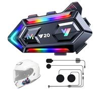 Auriculares Casco Moto Bluetooth 5.3, Kit Bluetooth para Casco Moto Manos Libres con Conexión a 2 Dispositivos, 2 Micrófonos, Sonido HiFi 40mm, DSP CVC, para GPS Música Llamadas, No Intercomunicador