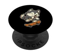 Auriculares Cat Skateboard Retro Vibes PopSockets PopGrip Adhesivo