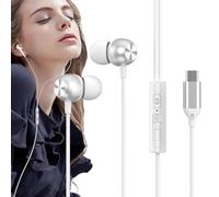 Auriculares con Cable con Altavoz, Auriculares con Cable Tipo C - Auriculares estéreo de Metal para Bajos Pesados | Auriculares Deportivos con Efecto de Sonido HiFi para teléfono móvil