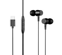 Auriculares con Cable Contact, USB-C, 120cm, Compatible Android + iPhone 15 y Post., Llamadas, Botón multifunción, Negro