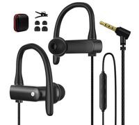 Auriculares con cable de 3,5 mm con ganchos para las orejas, micrófono para Chormebook, laptop, PC, auriculares deportivos con cable sobre la oreja, enchufe en ángulo recto para Samsung A25 A15 A14