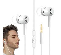 Auriculares con cable, micrófono intraural, auriculares con cable de 47.24 pulgadas, sonido con cancelación de ruido, micrófono integrado para llamadas, juegos, viajes, avión, entrenamiento, escuela