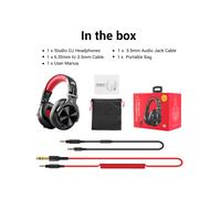 Auriculares con cable Oneodio A71 (rojos) y micrófono para DJ de estudio. Pantalla profesional.