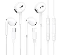 Auriculares con cable para iPhone 17, 16, 15, 2 unidades, USB C, auriculares con cable para iPhone 17, 16, 15 Plus/Pro/Max/Air, auriculares in-ear USBC auriculares HiFi estéreo con micrófono para iPad