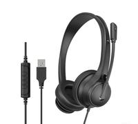 Auriculares con cable para juegos con conexión USB con altavoces de 40 mm y micrófono desmontable, cómodo diseño sobre la oreja para consola, PC, portátil, cable de 2 metros