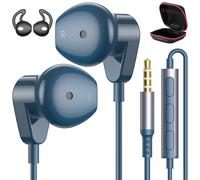 Auriculares con cable para MacBook Pro Air Laptop, auriculares con cable jack de 3,5 mm con micrófono y control de volumen para iPhone/Samsung/Android/PC/consola de juegos/niños/escuela, azul