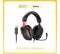 Auriculares con cable QCY VN200 Pro, auriculares para juegos con sonido envolvente 7,1 y controlador de 40mm para PC, PS5, auriculares supraaurales cómodos para múltiples plataformas Black