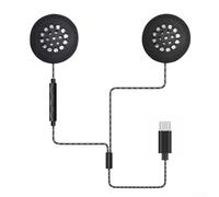 Auriculares con cable tipo C con micrófono y controles en línea, compatibles con varios dispositivos, diseñados para montar y esquiar aventuras