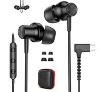 Auriculares con Cable Tipo c para Google Pixel 11 10 Pro Fold 10a 9a, Negro | 90 grados Magnético in ear Cascos USB C con Micrófono para HONOR 600 Smart Magic V6 X8d/xiaomi 17T 15T /iPhone Duo Air 17