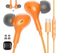 Auriculares con Cable Tipo c para iPhone 17 Pro Max 16 15 Plus, Cascos USB C con Microfono para xiaomi redmi note 14 pro 5g 17 poco x7 pro 15T 15ultra pixel 9 10 9a magic 7 lite 400 smart 200, Naranja