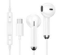 Auriculares con cable USB C para Samsung Galaxy S25 Ultra S24 FE S23 S22 S21 A16 5G A15 A56 A55 A36, auriculares USB C tipo C con micrófono y control de volumen para iPhone 17 Air 16 Pro 15 Plus