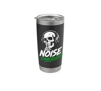 Auriculares con cancelación de ruido gráfico de calavera Vaso térmico de acero inoxidable de doble pared