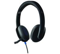 Logitech H540 Auriculares con Cable, Sonido Estéreo con Micrófono con Supresión de Ruido, USB, Controles Integrados en el Auricular, Indicador Luminoso de Silencio, PC/Mac/Portátil - Negro