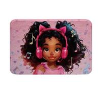 Auriculares con Orejas De Gato Estilo Africano Americano para Escuchar Música. Alfombra De Entrada Fácil Limpieza Alfombra De Interior Lavable Alfombra para Cocina 40x60Cm