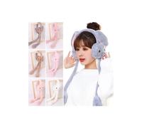 Auriculares con orejas juguetonas de conejo de peluche color rubor