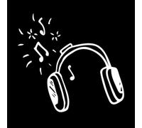 Auriculares con una canción que suena con notas auriculares Pegatinas de pared 54.6x58.9cm Autoadhesivo Blanco