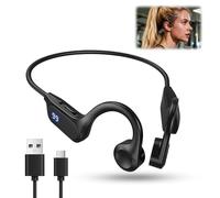 Auriculares Conducción Osea Bluetooth 5.3 Cascos Open Ear Inalámbricos con Reproductor MP3, IPX5 Deportivos Auriculare Inalambricos Oseos con LCD Pantalla HIFI Microfono para Ciclismo Correr Fitness