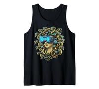 Auriculares Cyberpunk Medusa VR Divertidos de mitología Griega, Arte Gamer Camiseta sin Mangas
