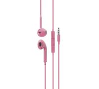 Auriculares DCU Tecnologic 34151002 con cable, conexión jack, para llamadas y música, micrófono y control de volumen, color rosa