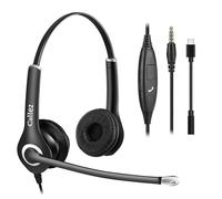 Auriculares de 3,5 mm para ordenador portátil con micrófono con cancelación de ruido, auriculares USB-C con cable para iPhone, Samsung FritzFon C6, PC, ordenador, Chromebook, Mac, iPad, equipos, zoom