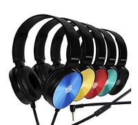 Auriculares de Aula con micrófono a Granel Paquete de 10 - Colorido, Auriculares para niños para la Escuela de Sonido estéreo con micrófono y Almohadillas giratorias Suaves en los oídos