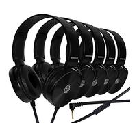 Auriculares de Aula, Paquete de 10 Unidades, cómodos Auriculares giratorios para Biblioteca, Escuela, avión, niños, para Aprendizaje en línea y Viajes, Sonido estéreo HQ Jack de 3.5 mm (Negro con
