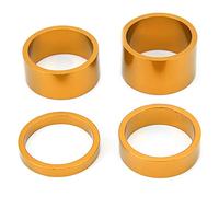 Auriculares de bicicleta Araveta de aluminio Aleación de aluminio espaciadores de horquilla frontal establecidos para Road Fixie Bike 5 mm 10 mm 15 mm de grosor de 20 mm 4pcs (Oro)