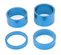 Auriculares de bicicleta Araveta de aluminio Aleación de aluminio espaciadores de horquilla frontal establecidos para Road Fixie Bike 5 mm 10 mm 15 mm de grosor de 20 mm 4pcs (Azul)