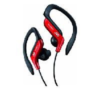 JVC Auriculares Deportivos HA-EB75-RN-U. Auriculares con Gancho Regulable. Ajuste 5 Posiciones, Resistente a Salpicaduras, Sonido Potente con Graves, Cable 1,2m Compatible con Smartphone. Color Rojo