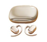 Auriculares de clip, auriculares inalámbricos de oreja abierta con ajuste seguro, batería de larga duración, audio impermeable para juegos, viajes, trabajo, adultos, negro, dorado, 1 par