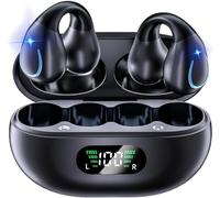 Auriculares de conducción ósea de oreja abierta, Bluetooth 5.3, inalámbricos, con clip, con pantalla digital, estuche de carga, 60 horas de reproducción, auriculares deportivos, micrófono integrado