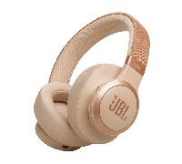 JBL Auriculares inalámbricos circumaurales Live 770 NC, con tecnología Bluetooth y cancelación adaptativa de ruido, hasta 65 horas de reproducción, beige