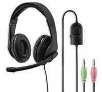 Hama Auriculares estéreo para PC (Auriculares de Oficina con micrófono, 2 Conectores Jack de 3,5 mm, ultraligeros, Auriculares de PC con Almohadillas Acolchadas y Diadema para la Cabeza, Brazo de