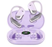 Auriculares de oreja abierta, clip sobre los oídos, auriculares inalámbricos, conducción ósea, micrófono integrado, pantalla LED Bluetooth 5.4, diseño de control táctil de 60 horas para ciclismo