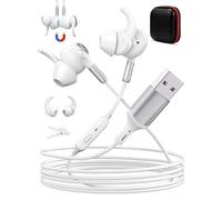 Auriculares de PC para ordenador portátil, auriculares USB in-ear, auriculares para PC con cable de 2,3 m, micrófono y cancelación de ruido, control de audio silencioso, ligeros auriculares USB para