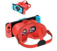 Auriculares de Realidad Virtual para Nintendo Switch OLED y Switch, Lentes HD Ajustables y Diadema, cómodas Gafas 3D para Zelda, Mario Odyssey, Smash Bros VR Gaming (Rojo)