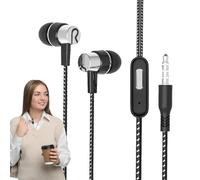 Auriculares de teléfono con cable - Auriculares de audio con cordón, micrófono de sonido estéreo, auriculares intraurales con voz clara, auriculares de cable portátiles para correr, caminar