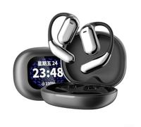 Auriculares de traducción AI con pantalla LCD OWS, interpretación simultánea de 144 idiomas, sonido HD auriculares inalámbricos para viajes, negocios, batería de larga duración, gris (negro)