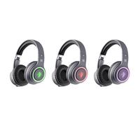 Auriculares Defender FREEMOTION B571 LED inalámbricos y cableados Bluetooth con reducción de ruido pasiva, micrófono y reproductor microSD, gris