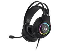 Auriculares Deltaco Gaming GAM-168 con cable USB, iluminación multicolor y micrófono para juego negro