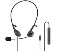 Auriculares deportivos con cable USB C con cable y ganchos para las orejas, control en línea, conducción de aire, auriculares estéreo con cable, cancelación de ruido para llamadas, trabajo, oficina