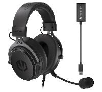 ENDORFY VIRO Plus USB, Auriculares Over Ear, par Adicional de Almohadillas de Tela, micrófono Desmontable, Cable Desmontable, Tarjeta de Sonido USB 7.1 | EY1A001