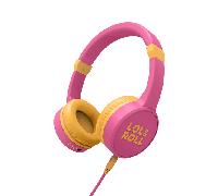 LOL&Roll Pop Kids Auricualres para niños sin Cable (Music Share, Cable de Audio extraíble, Volumen máximo de 85dBs, Micrófono)- Rosa