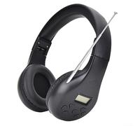 Auriculares estéreo FM con diseño ligero, ideales para escuchar e interpretar conferencias (negro)