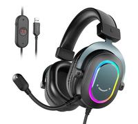 Auriculares Fifine H6 con cable USB para gaming, micrófono desmontable y sonido 7.1 RGB negro