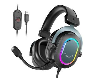 Auriculares Fifine H6 con cable USB para gaming, micrófono desmontable y sonido 7.1 RGB negro