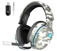 Auriculares Gaming, Auriculares para Juegos de 2,4 GHz para PS4, PS5, PC, Mac, Auriculares Inalambricos Bluetooth 5.2, Cascos Auriculares con micrófono cancelación, 3,5 mm Jack Auriculares con Cable