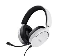 Trust Gaming GXT 489W Fayzo Cascos Gaming para PC, PS5, PS4, Xbox Series X|S, Switch, Mobile, 3.5 mm, 35% Plástico Reciclado, Auriculares Over-Ear Micrófono con Cancelación de Ruido - Blanco